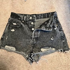 black jean shorts, size 00, great condition!
